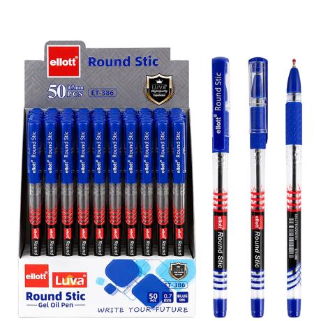 Ручка масляна Round Stic "Ellott" ET-386-50 синя