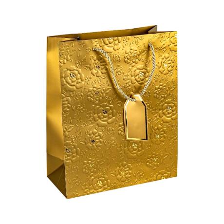 Пакет подарочный 26*32*12см с рельефным узором и тиснением фольгой GOLD HL-2001