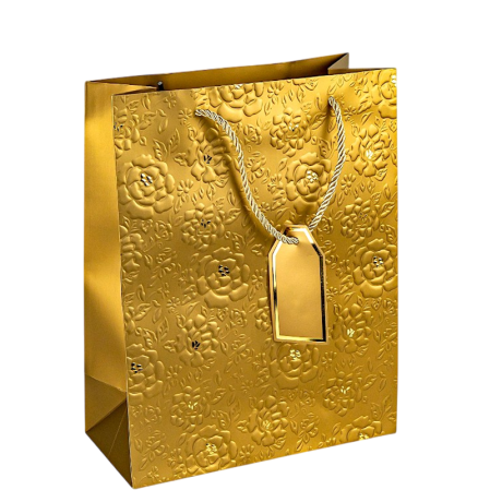 Пакет подарочный 31*42*12см с рельефным узором и тиснением фольгой GOLD HL-2002