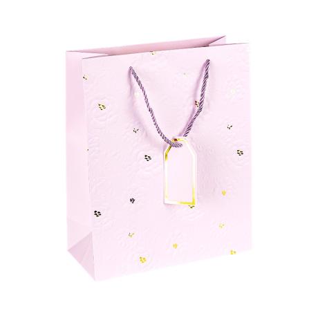Пакет подарочный 26*32*12см с рельефным узором и тиснением фольгой LIGHT PURPLE HL-2009