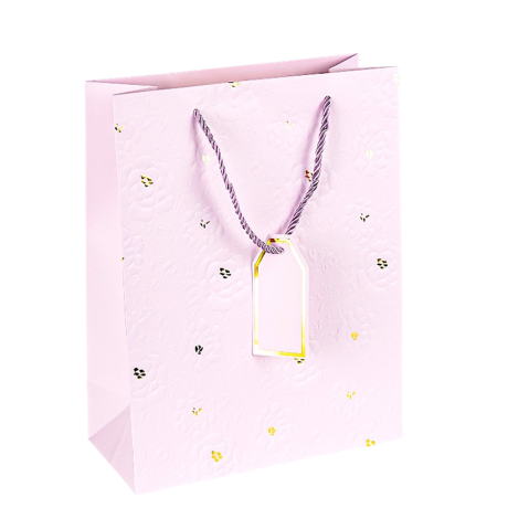 Пакет подарочный 31*42*12см с рельефным узором и тиснением фольгой LIGHT PURPLE HL-2010
