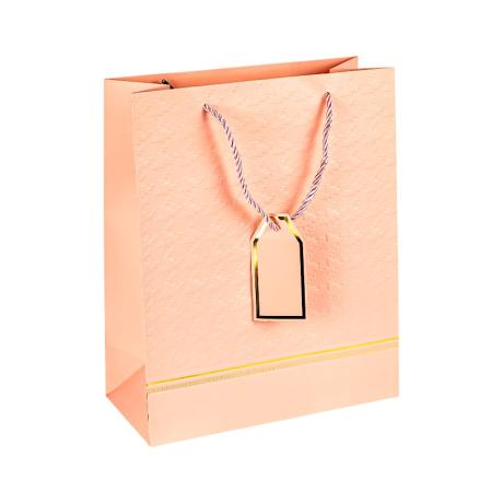 Пакет подарочный 26*32*12см с рельефным тиснением PINK HL-2025