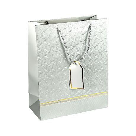 Пакет подарочный 26*32*12см с рельефным тиснением SILVER HL-2031