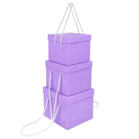 Набір подарункових коробок 3шт квадратних 2218-7-Purple