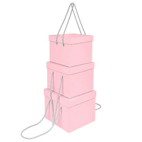 Набор подарочных коробок 3шт квадратных 2218-7-Light Pink