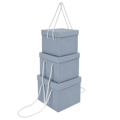 Набір подарункових коробок 3шт квадратних 2218-7-Gray Blue