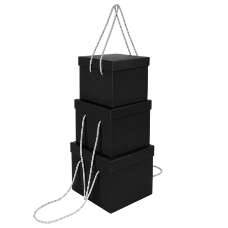 Набор подарочных коробок 3шт квадратных 2218-7-Black