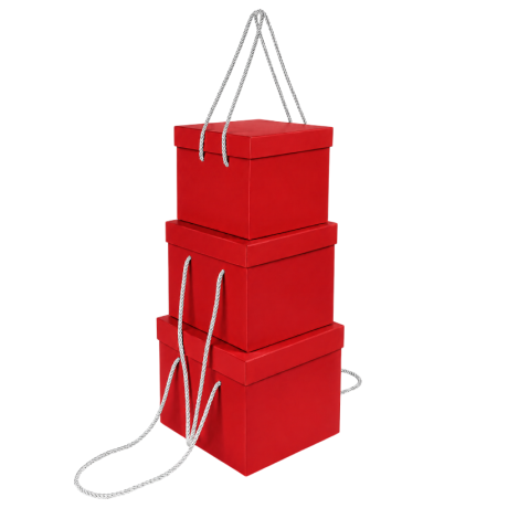 Набор подарочных коробок 3шт квадратных 2218-7-Red
