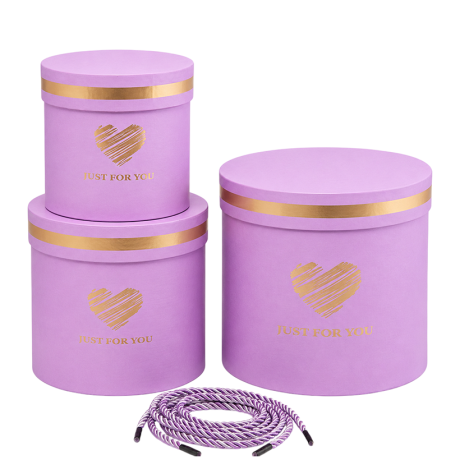 Набор подарочных коробок 3шт круглых 1817-37-Purple
