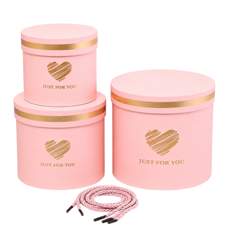 Набор подарочных коробок 3шт круглых 1817-37-Pink