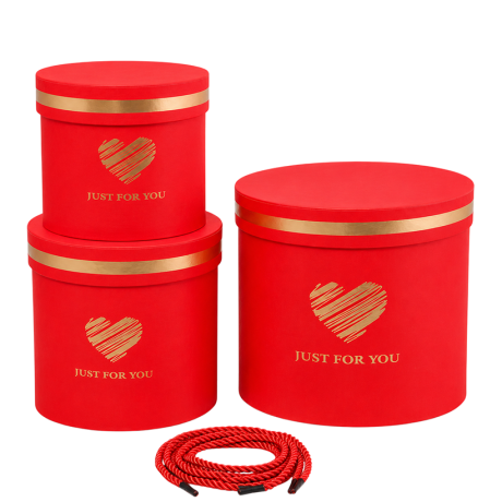Набор подарочных коробок 3шт круглых 1817-37-Red