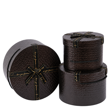 Набор подарочных коробок 3шт круглых 2516-3-Black