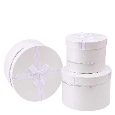 Набор подарочных коробок 3шт круглых 2516-3-White