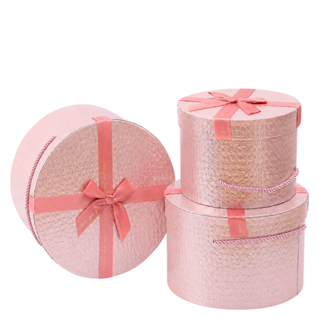 Набор подарочных коробок 3шт круглых 2516-3-Pink