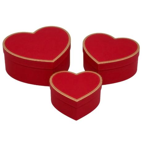 Набор подарочных коробок 3шт в форме сердца 8022-48-Dark Red