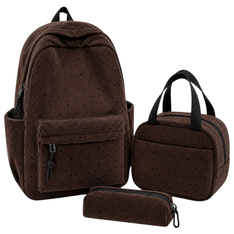 Рюкзак шкільний із сумкою та пеналом BB-60687 DARK BROWN