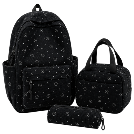 Рюкзак шкільний із сумкою та пеналом BB-60687 BLACK