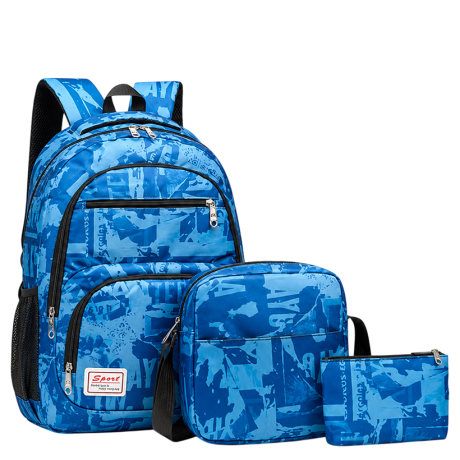 Рюкзак школьный с сумкой и пеналом BB-0105 BLUE