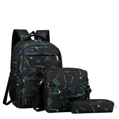 Рюкзак школьный с сумкой и пеналом BB-626 BLACK