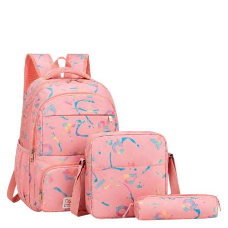 Рюкзак школьный с сумкой и пеналом BB-626 PINK