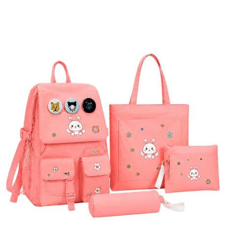 Рюкзак школьный с сумкой, пеналом и косметичкой BB-591 PINK