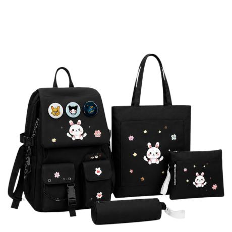 Рюкзак школьный с сумкой, пеналом и косметичкой BB-591 BLACK