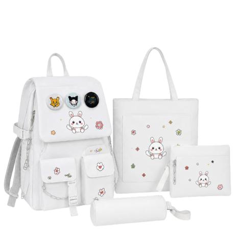 Рюкзак школьный с сумкой, пеналом и косметичкой BB-591 WHITE