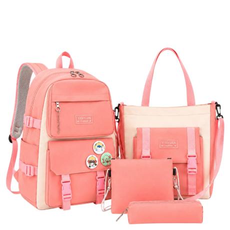Рюкзак школьный с сумкой, пеналом и косметичкой BB-1034 PINK