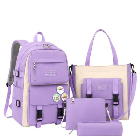 Рюкзак школьный с сумкой, пеналом и косметичкой BB-1034 PURPLE