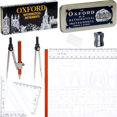АКЦИЯ! Готовальня «Oxford» (набор для черчения) в металлическом футляре OXF
