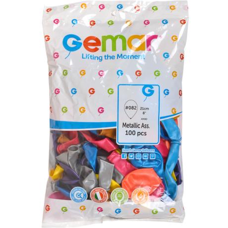 Шарики воздушные 8" (21см) 100шт металлик "Микс" AM80/82 80821