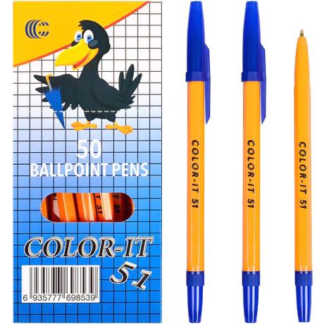 Ручка шариковая COLOR-IT CR51-50 синяя