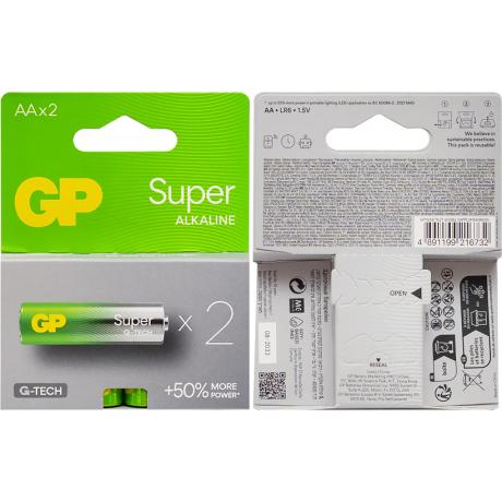 Батарейка GP 15A-U2 лужна LR6, AA по 2 шт. Alkaline Super 216732