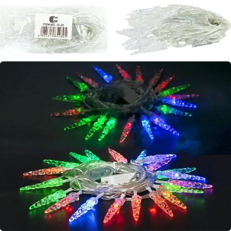 АКЦІЯ! Гірлянда світлодіодна 4м 20 LED "Бурульки" мультиколір, від мережі 220V D-23