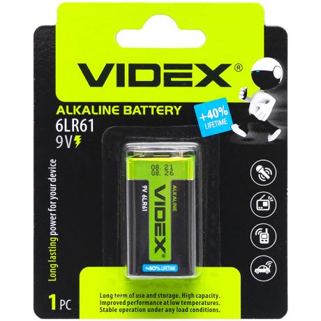Батарейка Videx Alkaline L9V 6LR61 (крона)