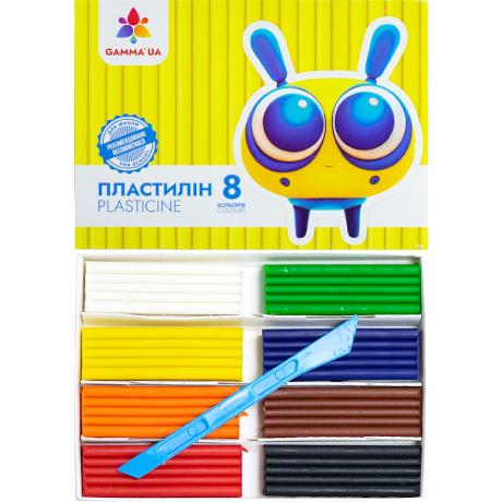 Пластилин  8 цветов 128 г, стек GAMMA UA  200310