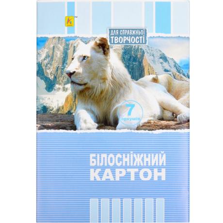 Білий картон А4 7арк. двосторонній, глянсово-матовий, 200 г/м² "Коленкор" А4-7