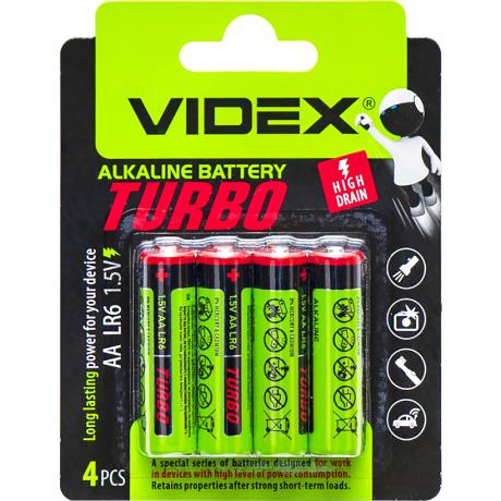 Батарейка Videx LR06/AA 4pcs Alkaline TURBO V-000198/294308