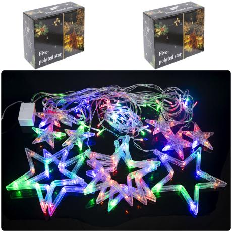 АКЦІЯ! Гірлянда світлодіодна "Штора" 4,4м 12 LED зірок, мультколір, від мережі 220V D-44