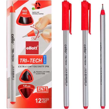 Ручка масляна "TRI-TECH"  Ellott CL1003-12 червона